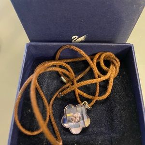 Swarovski Purple Crystal Flower on Leather Cord